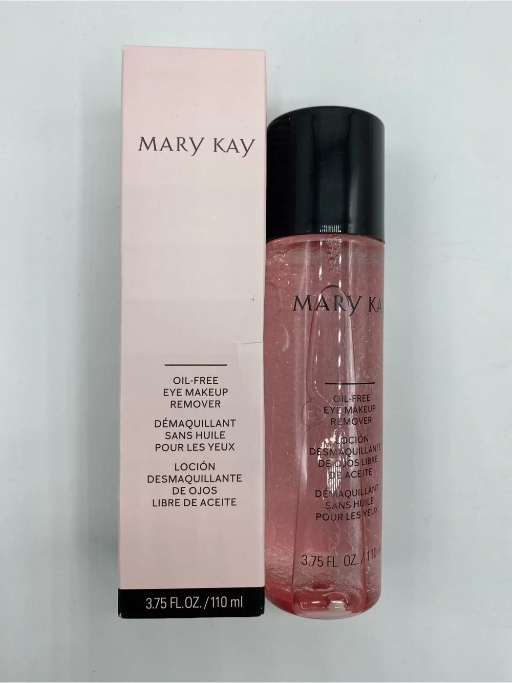 Mary Kay Oil-Free Eye Makeup Remover – Soft Pink Bottle with Black Cap